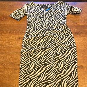 Black and White zebra print midi dress